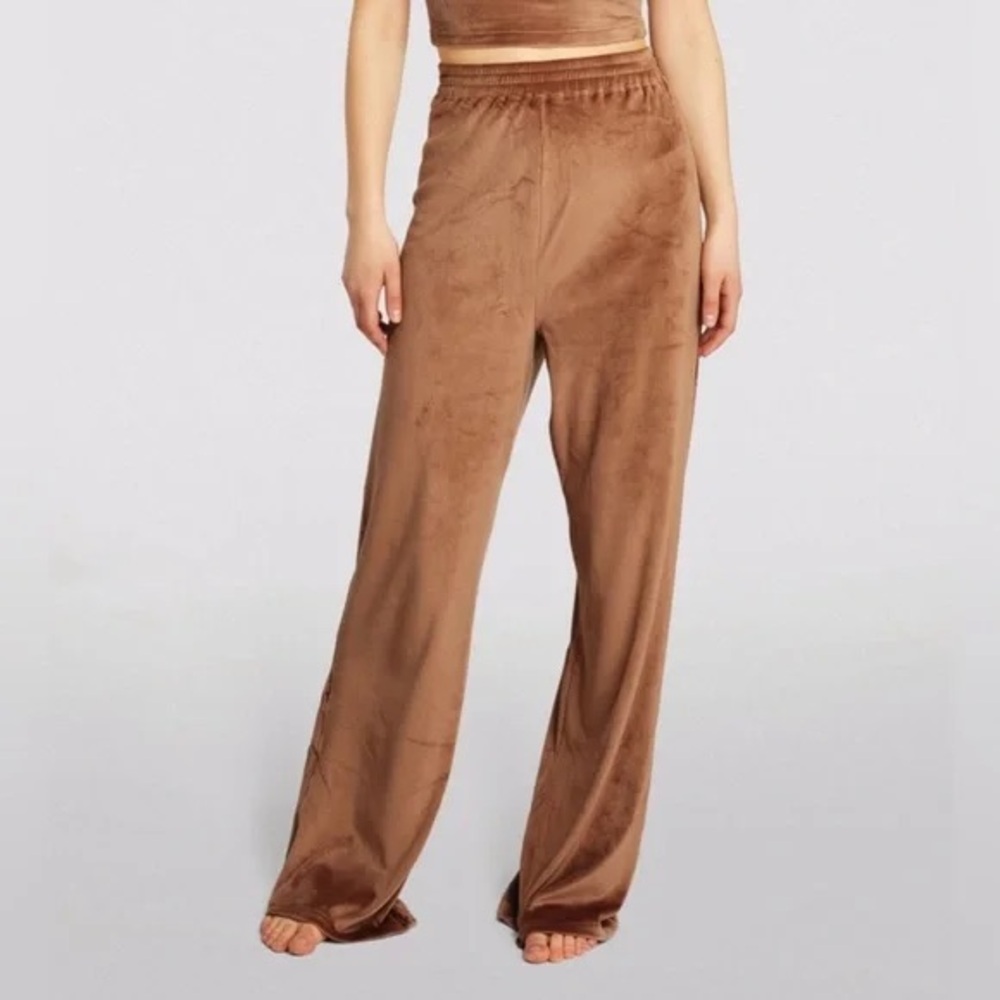 SKIMS Velour Wide Leg Pants Sienna Brown Large NWT $112